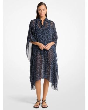 Michael Kors Michael Kors Floral Chiné Silk Voile Caftan - Blue