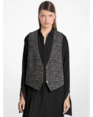 Michael Kors Michael Kors Cropped Smudge Glen Plaid Wool Vest - Black