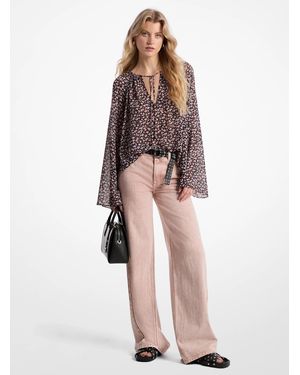 MICHAEL Michael Kors Garment-Dyed Wide Leg Jean - Pink