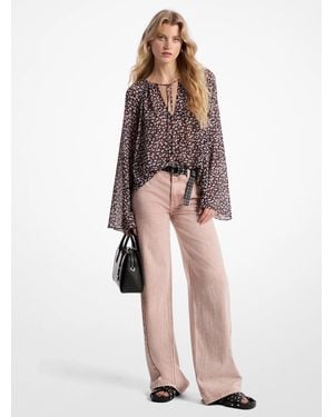 MICHAEL Michael Kors Garment-Dyed Wide Leg Jean - Pink
