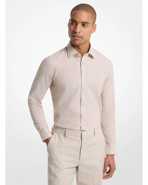 Michael Kors Mk Cotton And Linen Slim-Fit Shirt - Natural