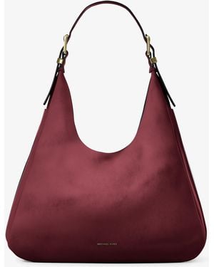 MICHAEL Michael Kors Michael Kors Nolita Large Nubuck Hobo Shoulder Bag - Red