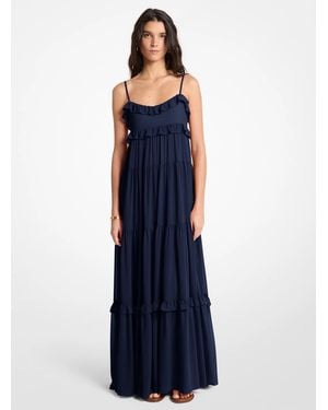 MICHAEL Michael Kors Mk Ruffled Georgette Tiered Maxi Dress - Blue