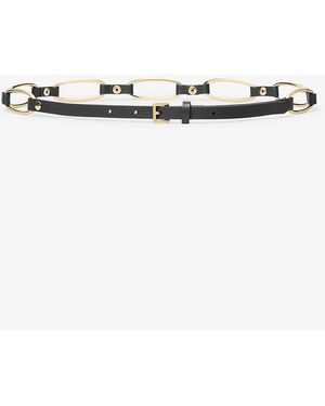 Michael Kors Mkcinturón De Piel Con Cadena De Eslabones - Blanco