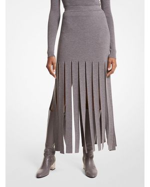 Michael Kors Streamer Wool Maxi Skirt - Grey