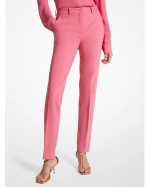 Michael Kors Samantha Pebble Crepe Straight-Leg Trousers - Pink