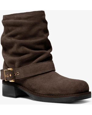 MICHAEL Michael Kors Mk Colby Leather And Signature Logo Ankle Boot - Brown