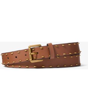 Michael Kors Studded Leather Belt - White