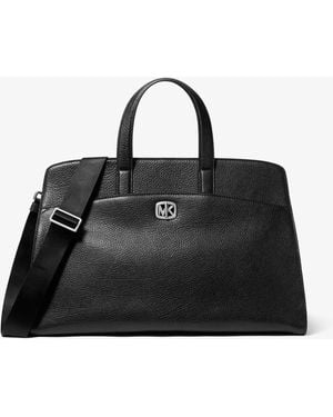 Michael Kors Mk Bryant Large Leather Satchel - Black