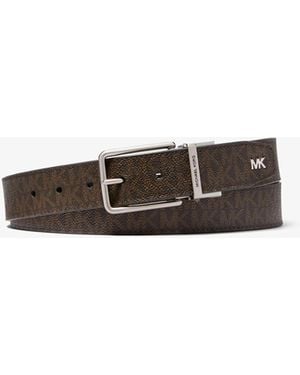 Michael Kors Reversible Logo And Leather Belt - White