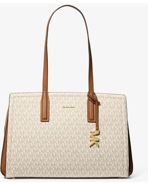 Michael Kors Laila Medium Signature Logo Tote Bag - Natural
