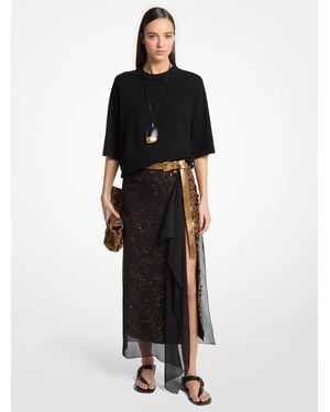 Michael Kors Michael Kors Hand-Embellished Sequin Silk Georgette Veiled Skirt - Black