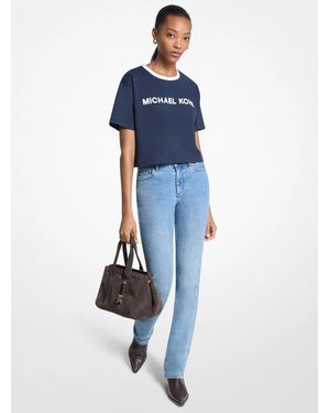 MICHAEL Michael Kors Mk Appliquéd Cotton T-Shirt - Blue