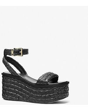 Michael Kors Sandra Straw Platform Sandal - Black