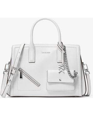 MICHAEL Michael Kors Mk Laila Medium Leather Satchel With Card Case - White