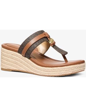 Michael Kors Zoe Signature Logo Wedge Sandal - Natural
