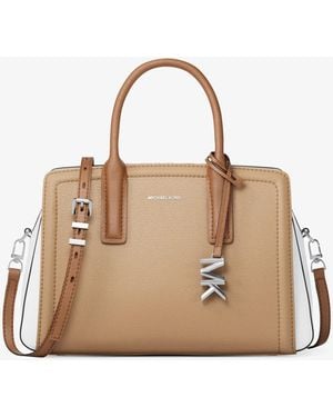 MICHAEL Michael Kors Mk Laila Small Color-Block Leather Satchel - Natural