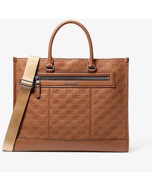 Michael Kors Mkbolso Tote Jet Set De Piel Con Logotipo En Relieve - Marrón