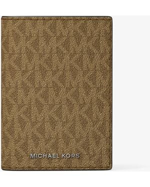 Michael Kors Hudson Signature Logo Folio Card Case - Natural