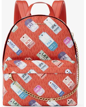 Michael Kors Slater Medium Printed Signature Logo Backpack - Red