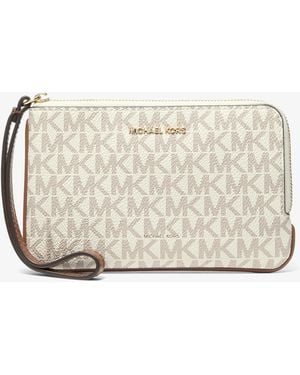 Michael Kors Jet Set Travel Small Signature Logo Wristlet - Natural