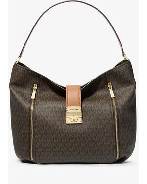 MICHAEL Michael Kors Addie Large Signature Logo Shoulder Bag - Black