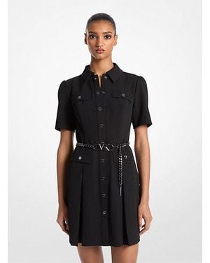 MICHAEL Michael Kors Mk Stretch Crepe Belted Shirtdress - Black