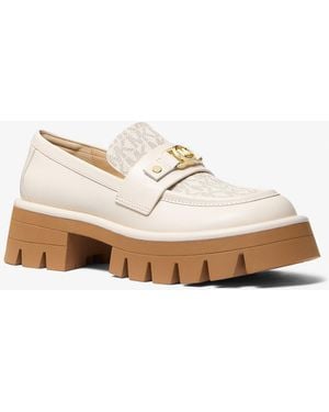 MICHAEL Michael Kors Mk Mandy Leather And Signature Logo Platform Loafer - Natural