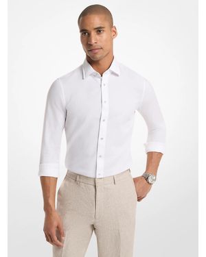 Michael Kors Mk Cotton And Linen Slim-Fit Shirt - White