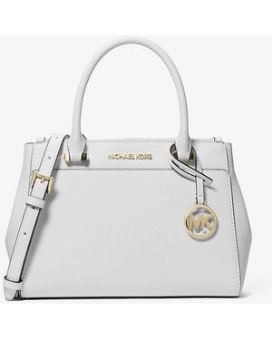 Michael Kors Outlet Mk Gibson Small Saffiano Leather Satchel - Natural