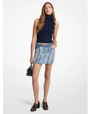 MICHAEL Michael Kors Mk Frayed Denim Mini Skirt - Blue