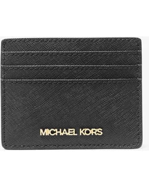 Michael Kors Outlet Mk Jet Set Large Saffiano Leather Card Case - Grey