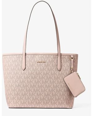 Michael Kors Outlet Mk Jet Set Large Signature Logo Tote Bag - Pink