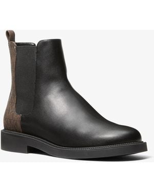MICHAEL Michael Kors Mk Hazel Smooth And Signature Logo Chelsea Boot - Black