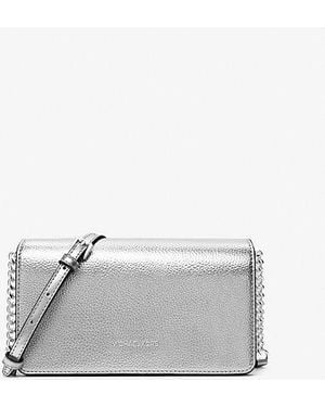 Michael Kors Jet Set Medium Metallic Crossbody Bag - Gray