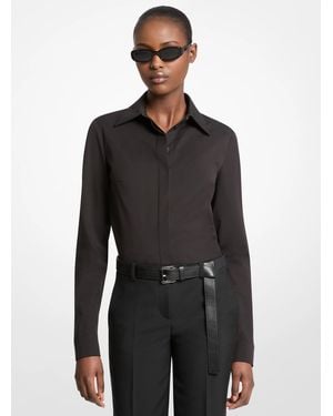 Michael Kors Hansen Stretch Cotton Poplin Shirt - Black