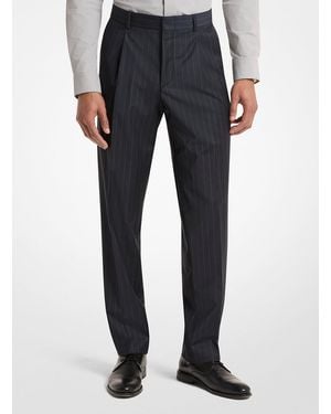 Michael Kors Mk Pinstripe Tech Wool Trousers - Blue