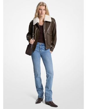 MICHAEL Michael Kors Mkchaqueta Bomber Con Ribete De Pelo Sintético - Azul