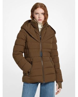 MICHAEL Michael Kors Mk Quilted Water-Resistant Puffer Jacket - Brown