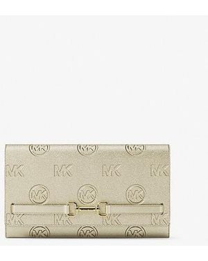 Michael Kors Carson Large Metallic Logo Debossed Wallet - Natural