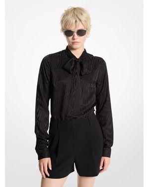 MICHAEL Michael Kors Mk Moiré Tie-Neck Blouse - Black