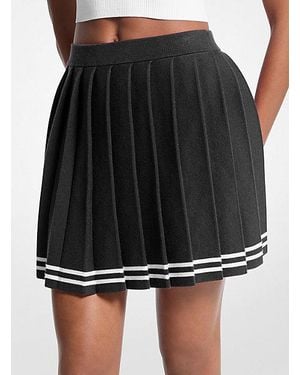 Michael Kors Pleated Cotton Blend Skirt - Black