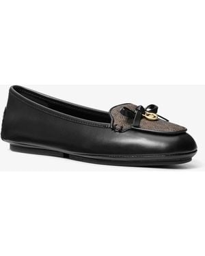 MICHAEL Michael Kors Mk Wendy Leather And Signature Logo Moccasin - Black