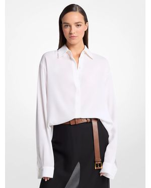 Michael Kors Michael Kors Silk Georgette Boyfriend Button Down Shirt - White