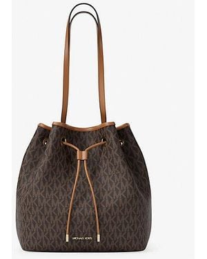 Michael Kors Avery Medium Signature Logo Bucket Tote Bag - Brown