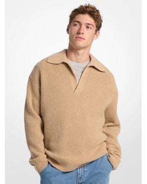 Michael Kors Mk Ribbed Wool Blend Jumper - Natural