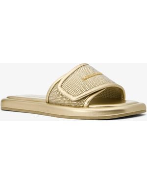 Michael Kors Michael Kors Suki Embellished Metallic Slide Sandal