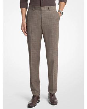 Michael Kors Mk Slim-Fit Glen Check Wool Blend Trousers - Grey