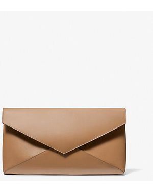 Michael Kors Jeanne Medium Leather Envelope Clutch - Natural