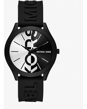 Michael Kors Oversized Aspyn Stainless Steel And Silicone Strap Watch - Black